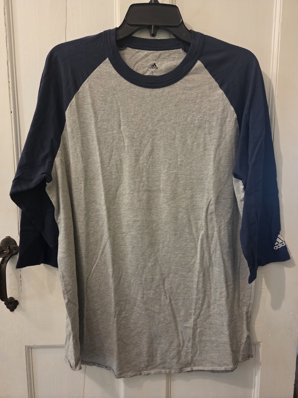 Adidas Men's Grey & Navy Raglan Sleeve Shirt